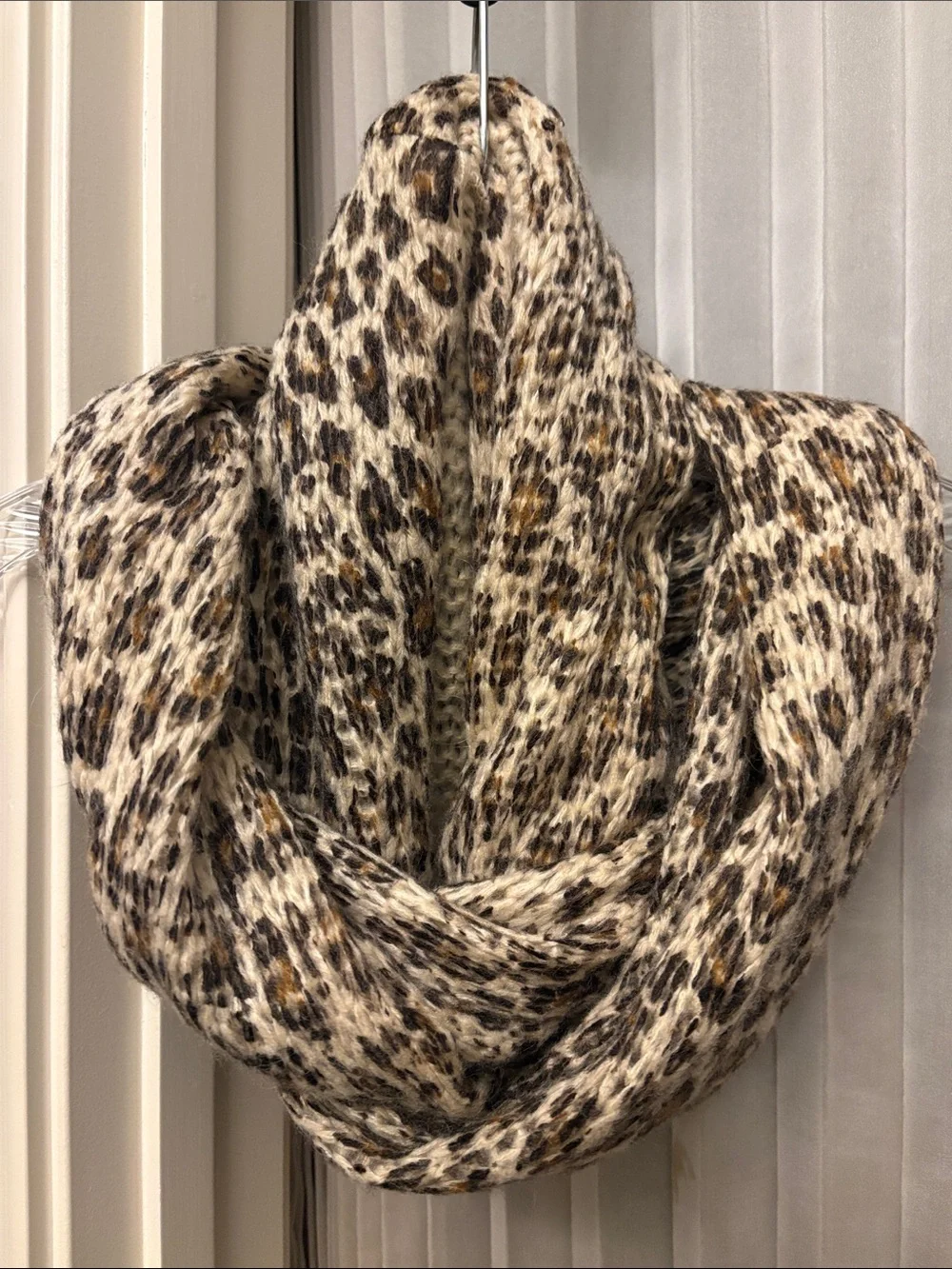 bp Leopard-Pattern Infinity Scarf in Beige and Brown